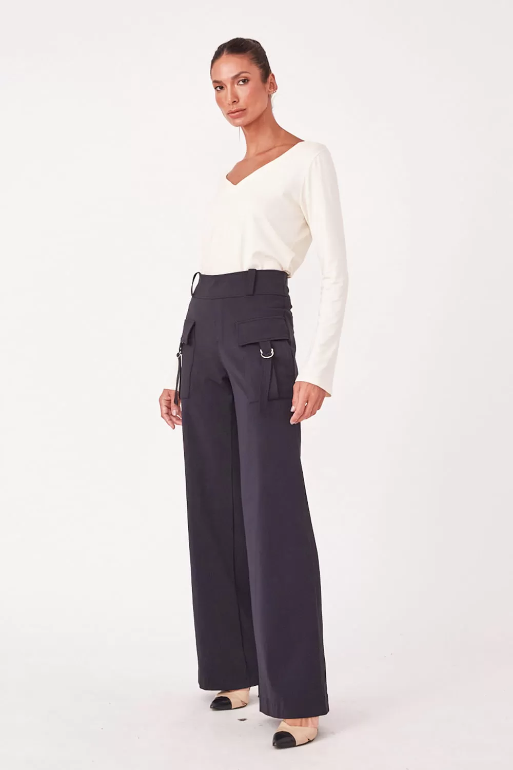 Hidrogênio - JAMILLY STRAIGHT TROUSERS BLACK - 19631001 Hidrogênio - JAMILLY STRAIGHT TROUSERS BLACK - 19631001