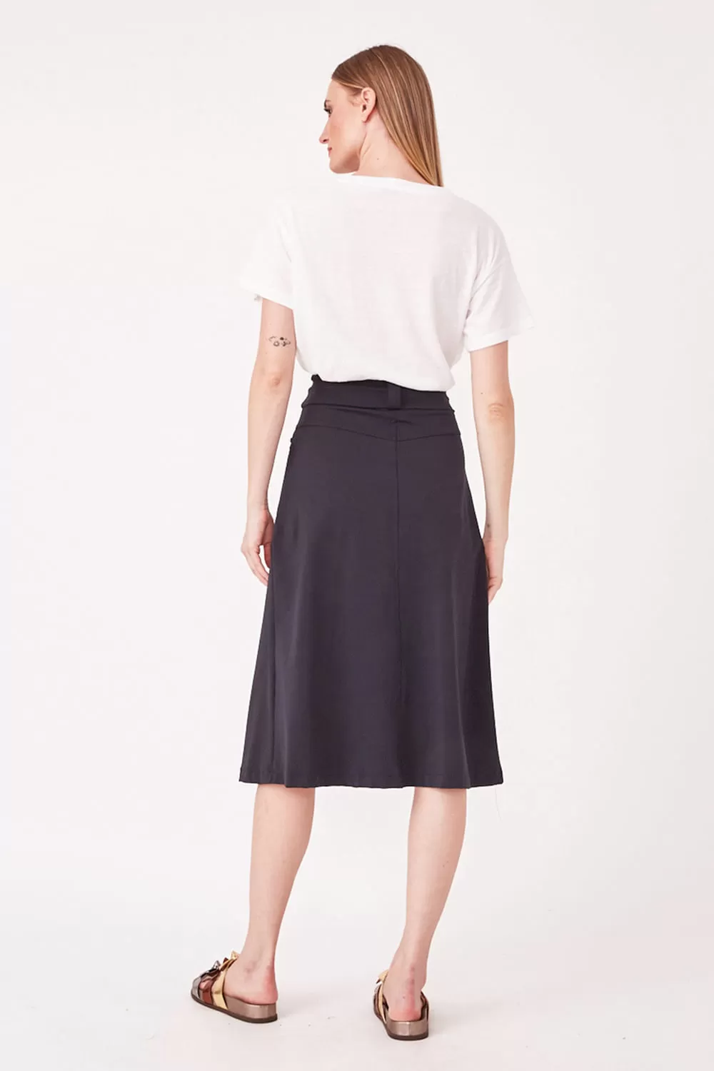 Hidrogênio - MIDI SKIRT WITH FRONT POCKETS BLACK - 19614001 Hidrogênio - MIDI SKIRT WITH FRONT POCKETS BLACK - 19614001