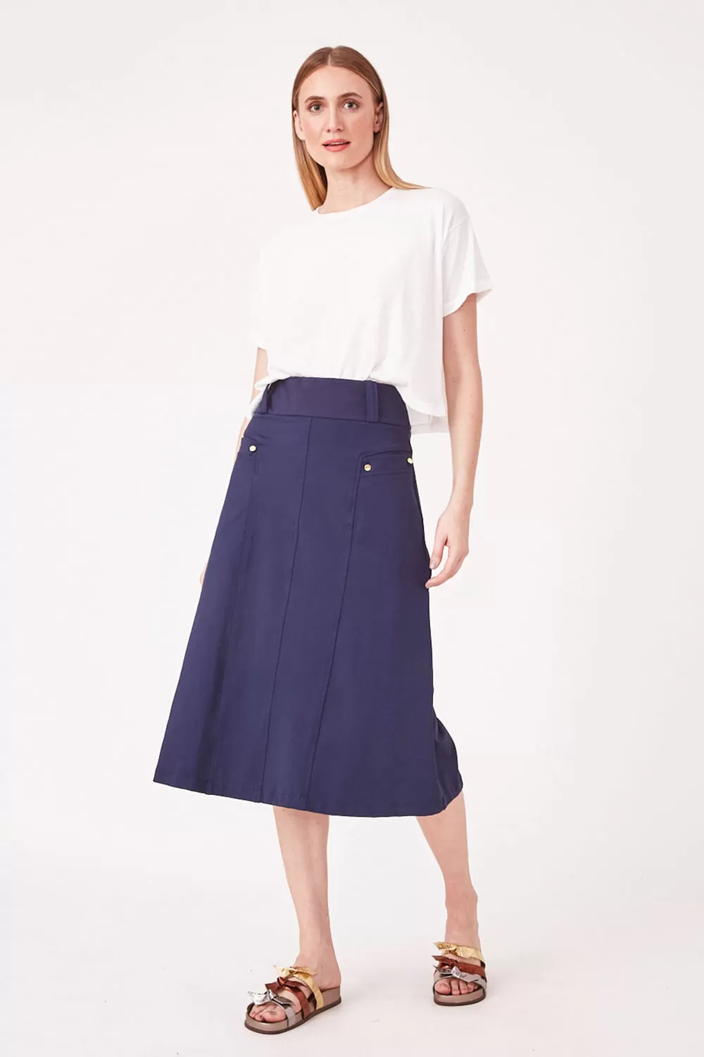 Hidrogênio - NAVY MIDI SKIRT WITH FRONT POCKETS - 19614004 Hidrogênio - NAVY MIDI SKIRT WITH FRONT POCKETS - 19614004