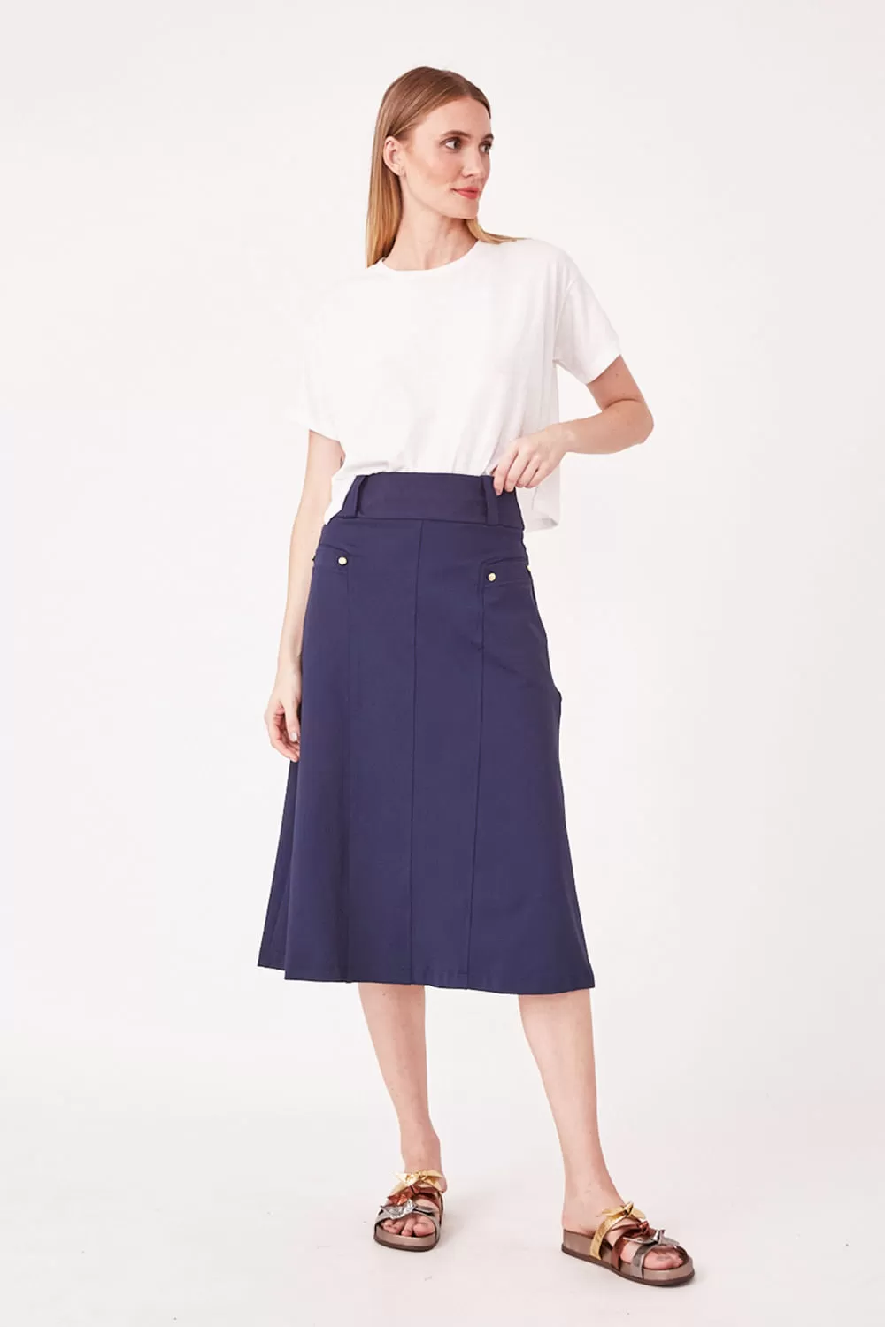 Hidrogênio - NAVY MIDI SKIRT WITH FRONT POCKETS - 19614004 Hidrogênio - NAVY MIDI SKIRT WITH FRONT POCKETS - 19614004