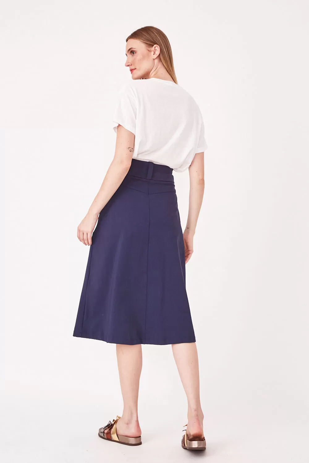Hidrogênio - NAVY MIDI SKIRT WITH FRONT POCKETS - 19614004 Hidrogênio - NAVY MIDI SKIRT WITH FRONT POCKETS - 19614004