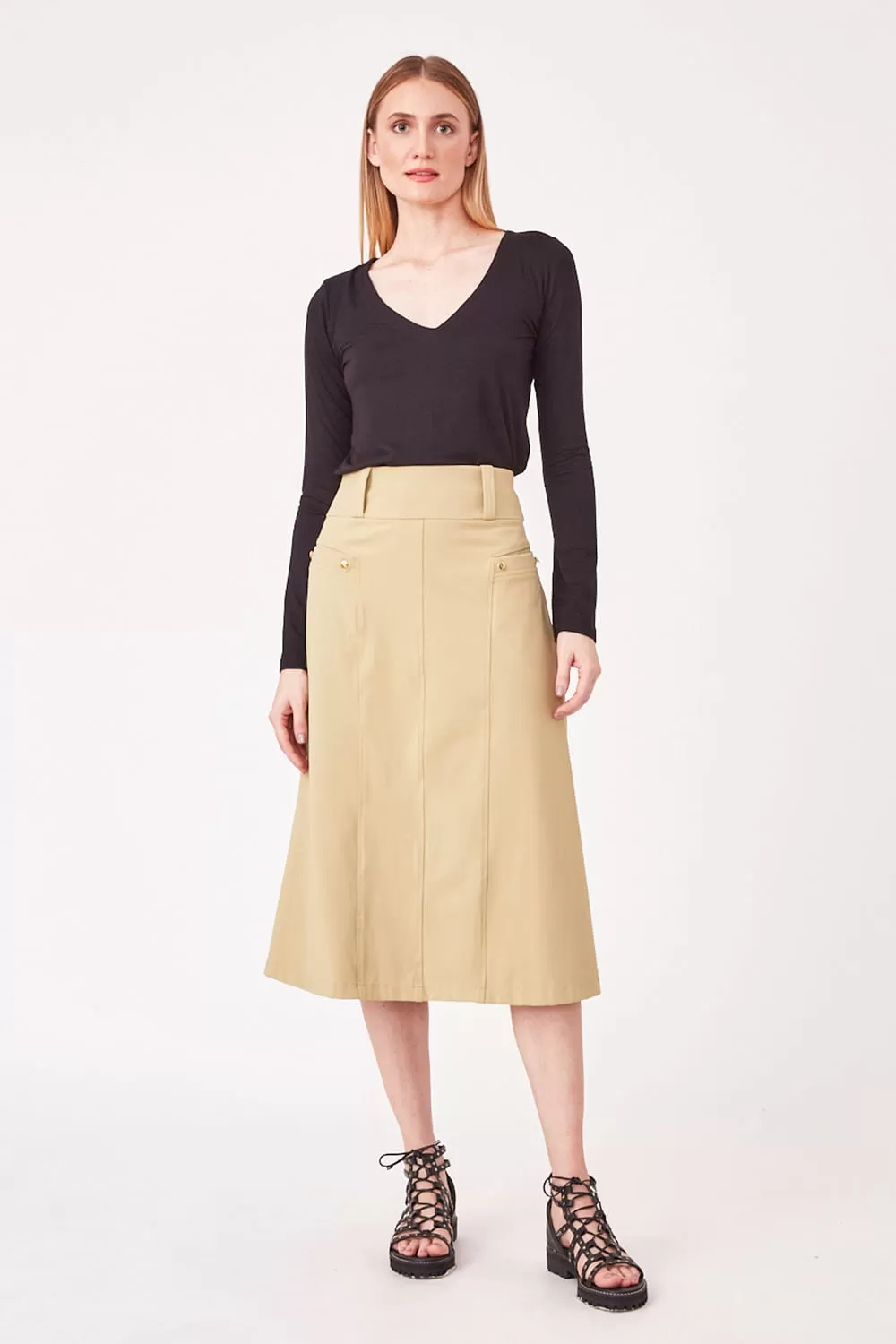 Hidrogênio - CANE GREEN MIDI SKIRT WITH FRONT POCKETS - 19614479 Hidrogênio - CANE GREEN MIDI SKIRT WITH FRONT POCKETS - 19614479