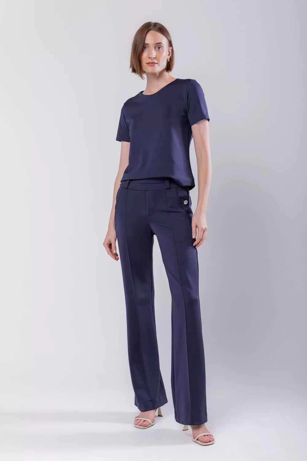 Hidrogênio - KIARA NAVY FLARE PANTS - 19654482 Hidrogênio - KIARA NAVY FLARE PANTS - 19654482