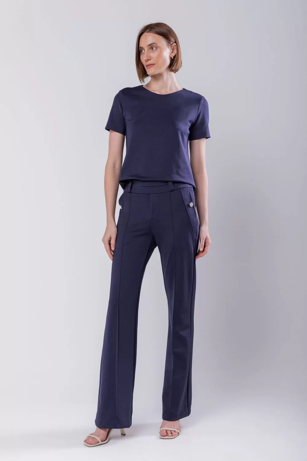 Hidrogênio - KIARA NAVY FLARE PANTS - 19654482 Hidrogênio - KIARA NAVY FLARE PANTS - 19654482