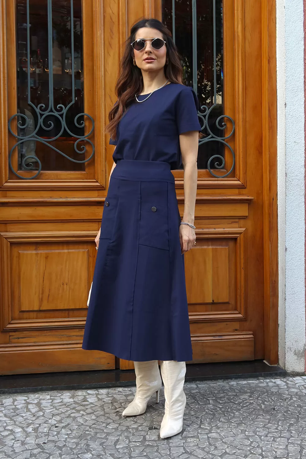Hidrogênio - MIDI SKIRT WITH KNIFE CUTOUTS AND ECLIPSE BUTTONS - 19679207 Hidrogênio - MIDI SKIRT WITH KNIFE CUTOUTS AND ECLIPSE BUTTONS - 19679207