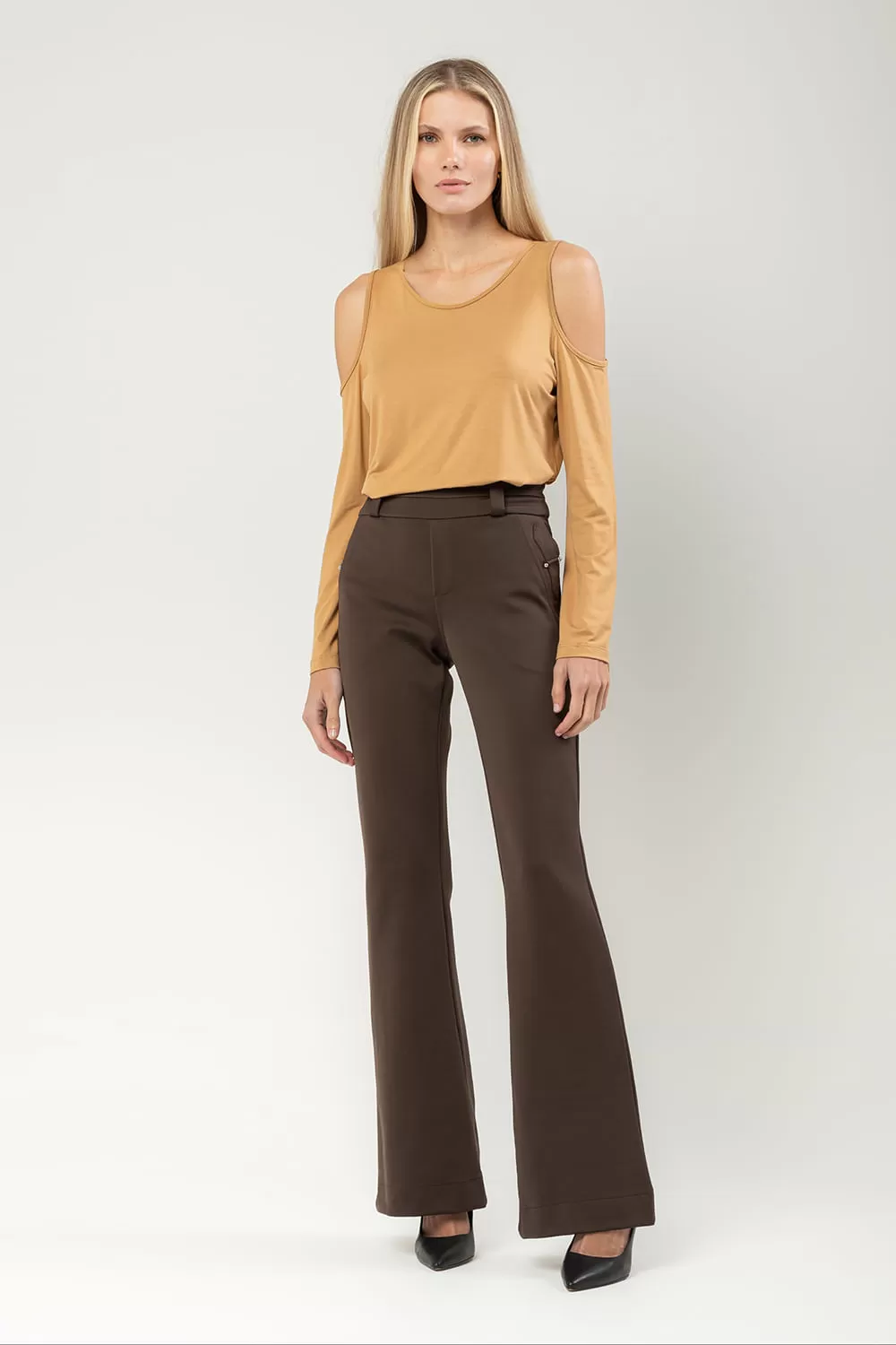 Hidrogênio - BROWN GEYSA FLARE PANTS - 19620031 Hidrogênio - BROWN GEYSA FLARE PANTS - 19620031