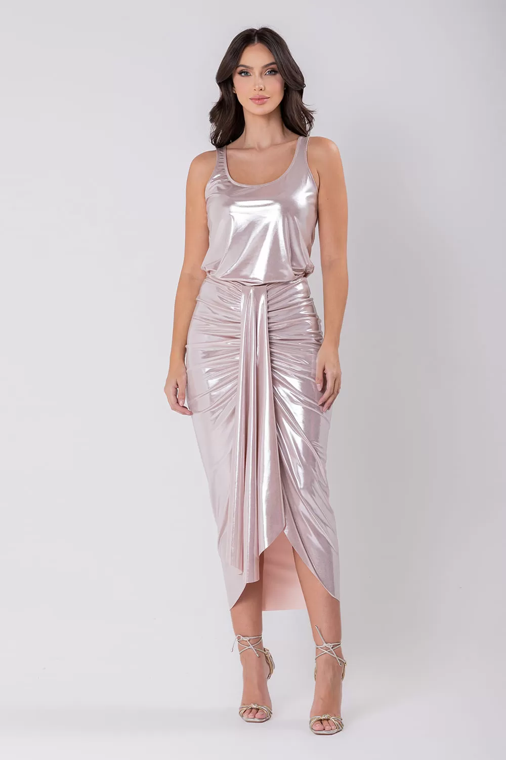 Hidrogênio - MIDI SKIRT WITH PINK DRAPPING - 19692021 Hidrogênio - MIDI SKIRT WITH PINK DRAPPING - 19692021