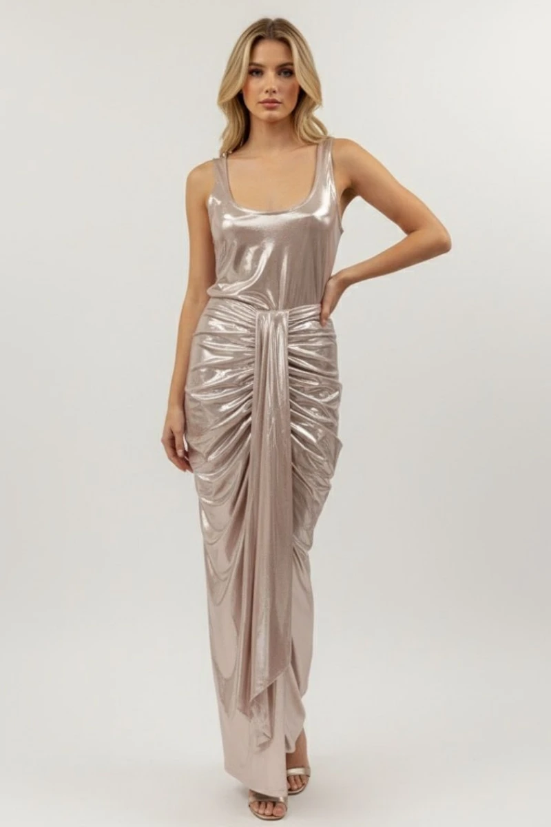 Hidrogênio - MIDI SKIRT WITH PINK DRAPPING - 19692021