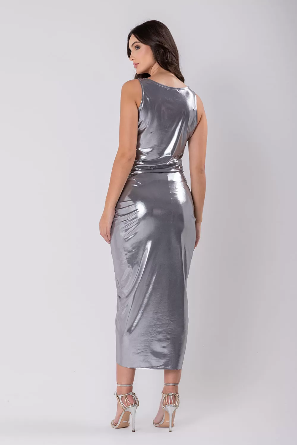 Hidrogênio - MIDI SKIRT WITH SILVER DRAPPING - 19692058 Hidrogênio - MIDI SKIRT WITH SILVER DRAPPING - 19692058