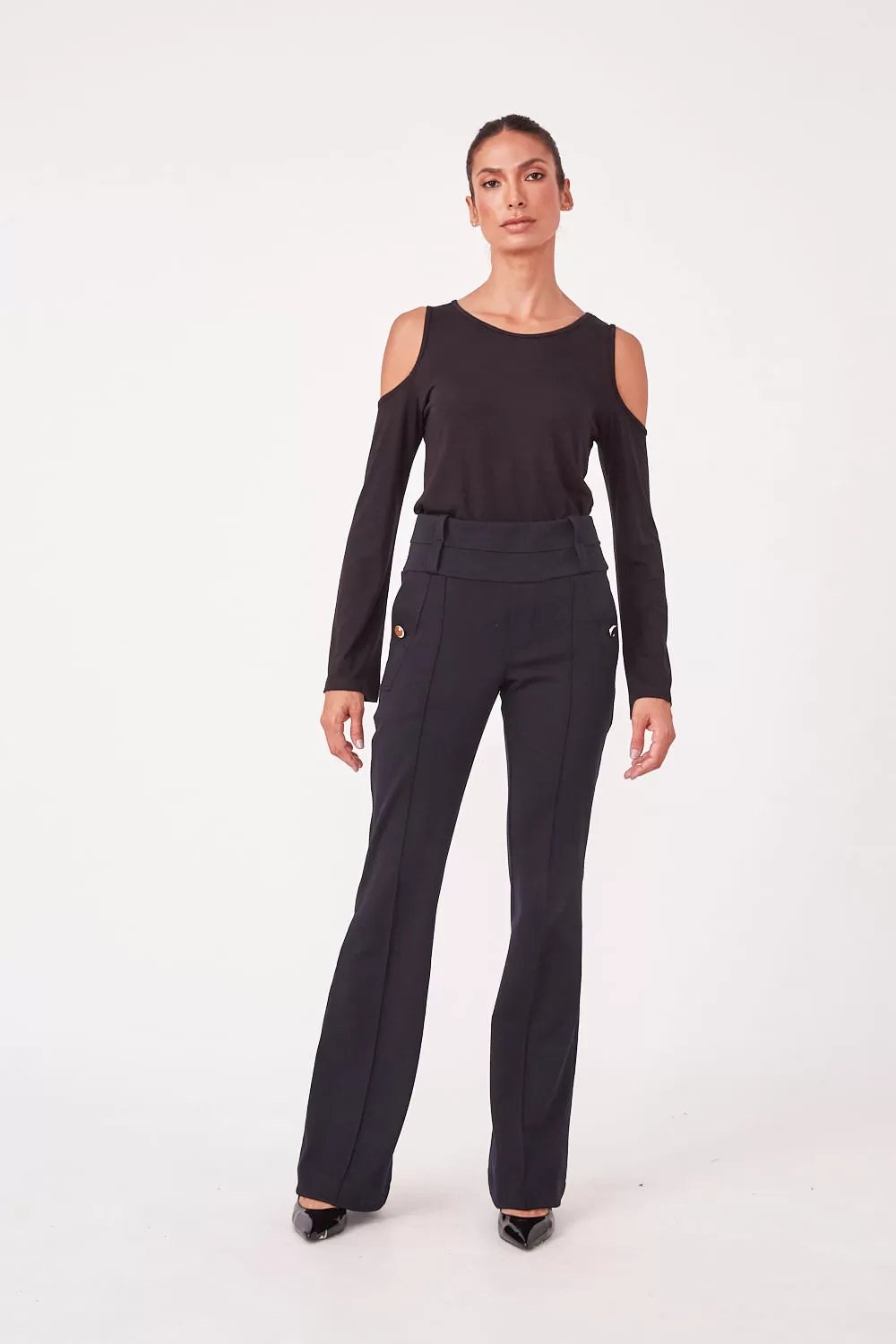 Hidrogênio - FLARE TAILOR TROUSERS WITH POCKETS CLEO BLACK - 19427001 Hidrogênio - FLARE TAILOR TROUSERS WITH POCKETS CLEO BLACK - 19427001