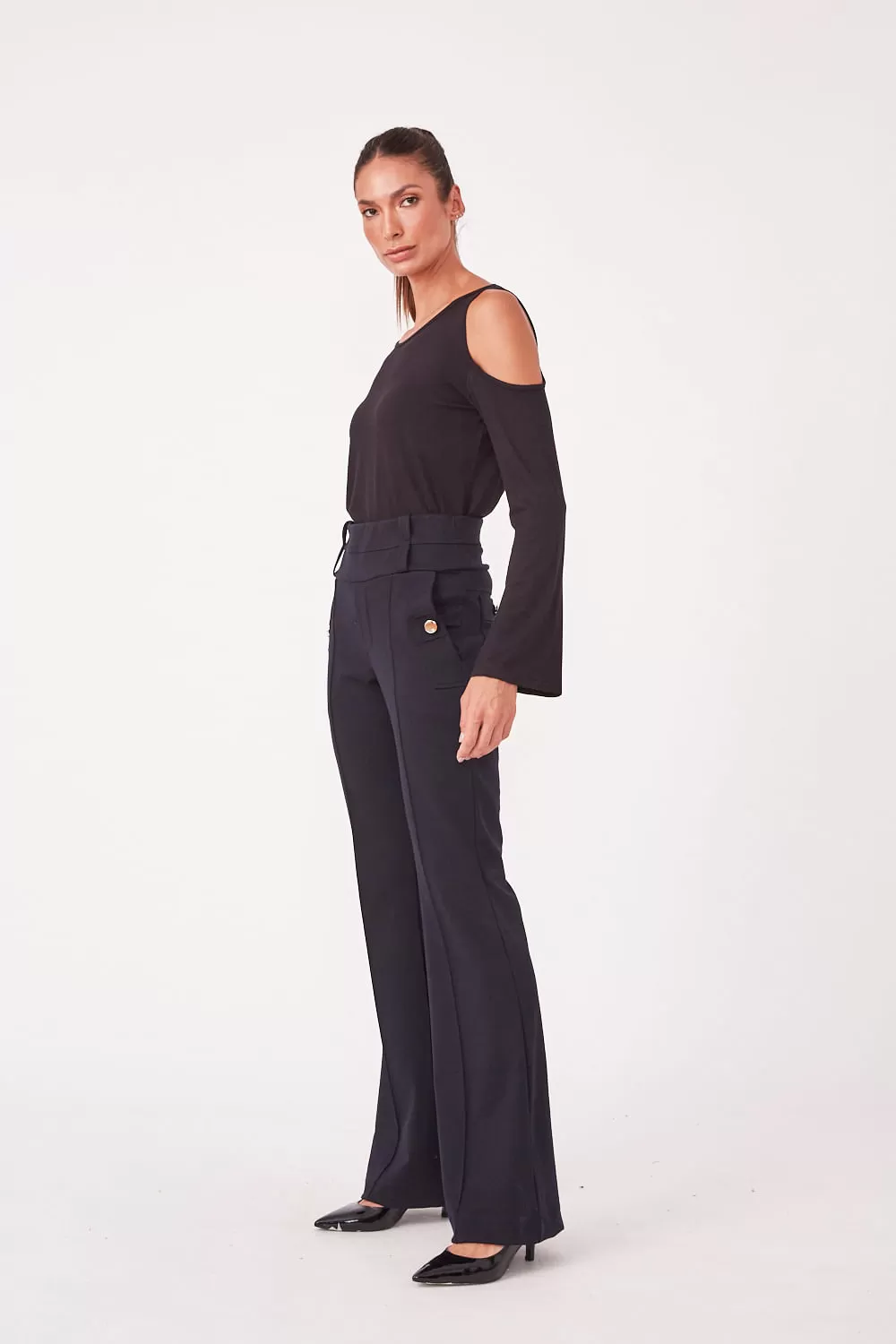 Hidrogênio - FLARE TAILOR TROUSERS WITH POCKETS CLEO BLACK - 19427001 Hidrogênio - FLARE TAILOR TROUSERS WITH POCKETS CLEO BLACK - 19427001