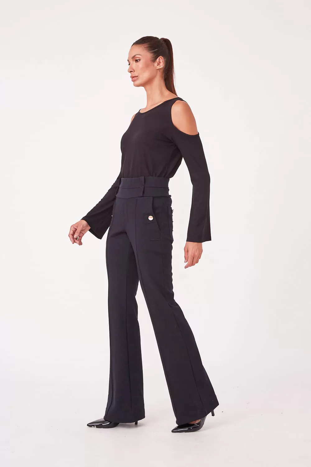 Hidrogênio - FLARE TAILOR TROUSERS WITH POCKETS CLEO BLACK - 19427001 Hidrogênio - FLARE TAILOR TROUSERS WITH POCKETS CLEO BLACK - 19427001