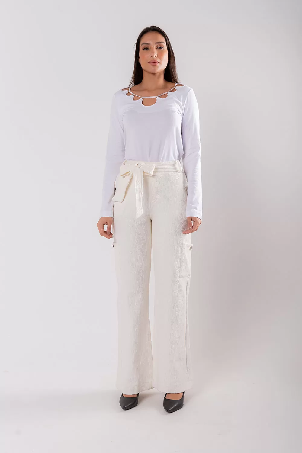 Hidrogênio - CAMELIA PANTALONA PANTS WITH SIDE POCKETS OFF WHITE - 19039018 Hidrogênio - CAMELIA PANTALONA PANTS WITH SIDE POCKETS OFF WHITE - 19039018