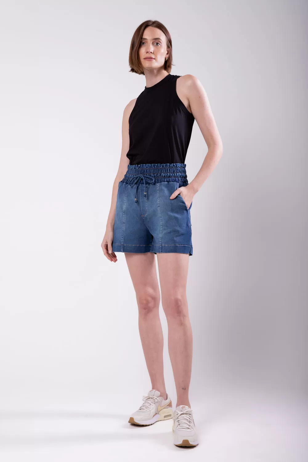 Hidrogênio - DENIM MESH BERMUDA WITH ELASTIC JEANS WAIST - 19611042 Hidrogênio - DENIM MESH BERMUDA WITH ELASTIC JEANS WAIST - 19611042