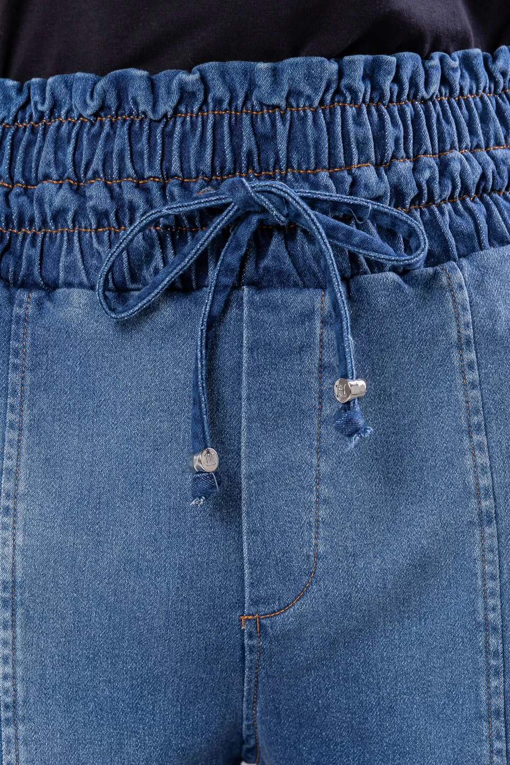 Hidrogênio - DENIM MESH BERMUDA WITH ELASTIC JEANS WAIST - 19611042 Hidrogênio - DENIM MESH BERMUDA WITH ELASTIC JEANS WAIST - 19611042