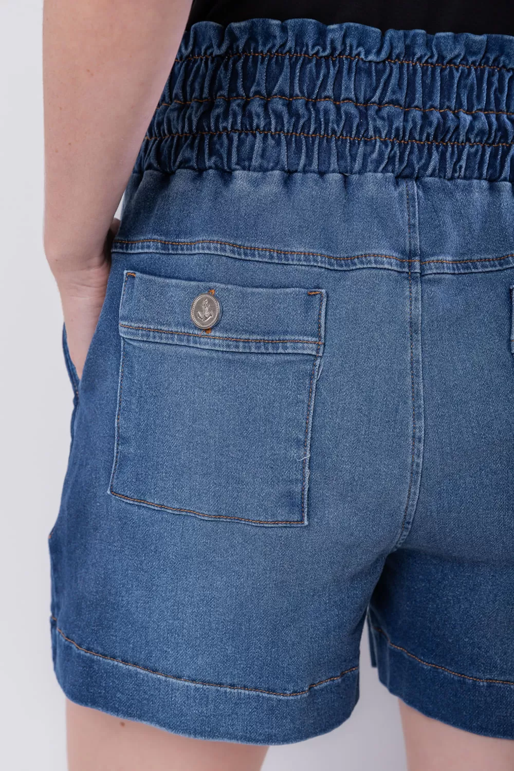 Hidrogênio - DENIM MESH BERMUDA WITH ELASTIC JEANS WAIST - 19611042 Hidrogênio - DENIM MESH BERMUDA WITH ELASTIC JEANS WAIST - 19611042