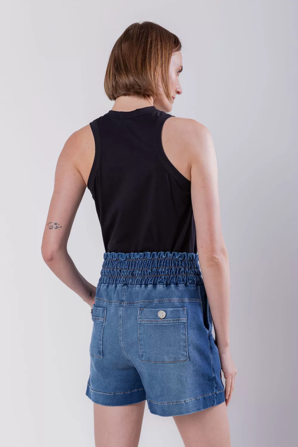 Hidrogênio - DENIM MESH BERMUDA WITH ELASTIC JEANS WAIST - 19611042 Hidrogênio - DENIM MESH BERMUDA WITH ELASTIC JEANS WAIST - 19611042