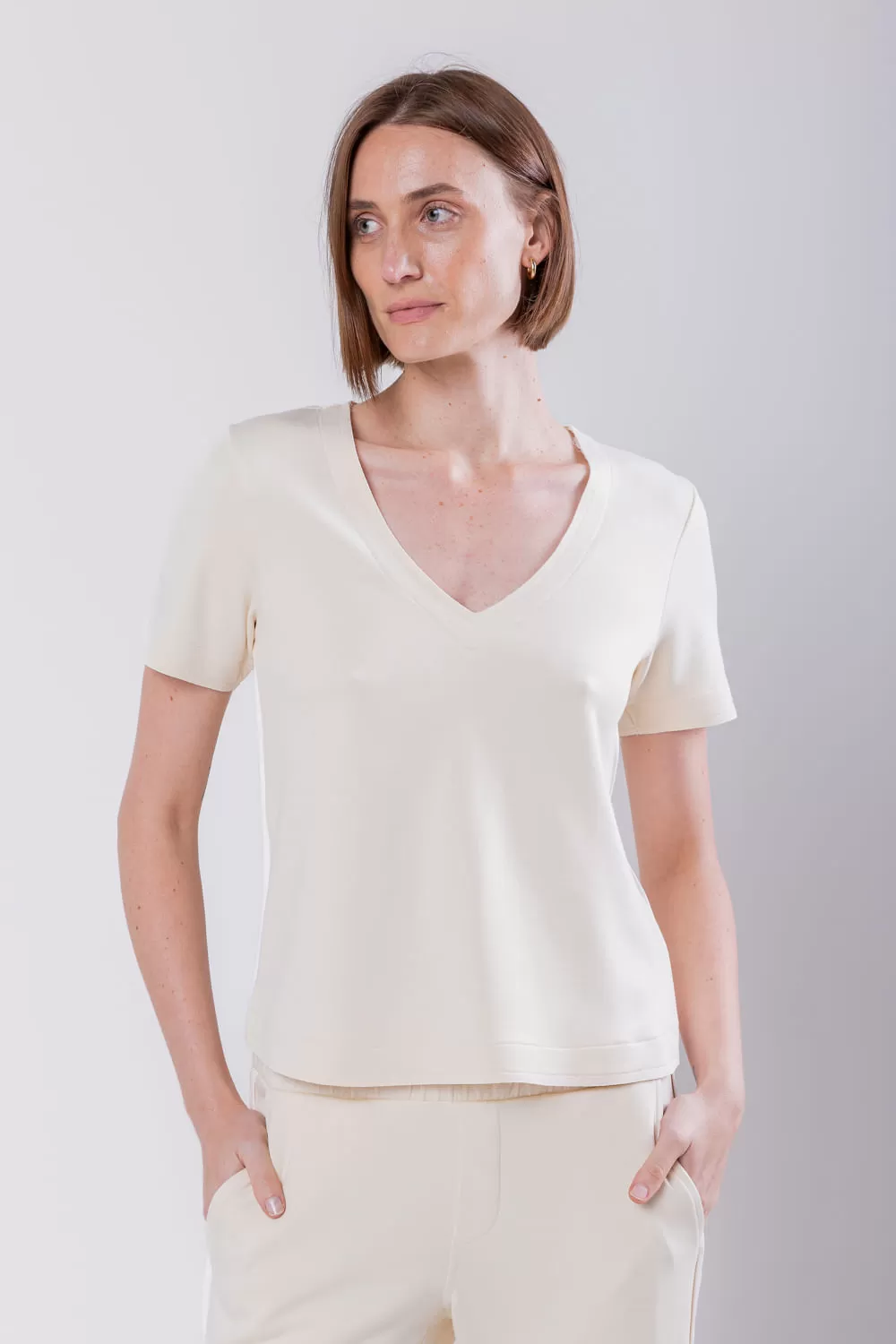 Hidrogênio - V-NECK BLOUSE WITH BEIGE LIVING - 19496003 Hidrogênio - V-NECK BLOUSE WITH BEIGE LIVING - 19496003