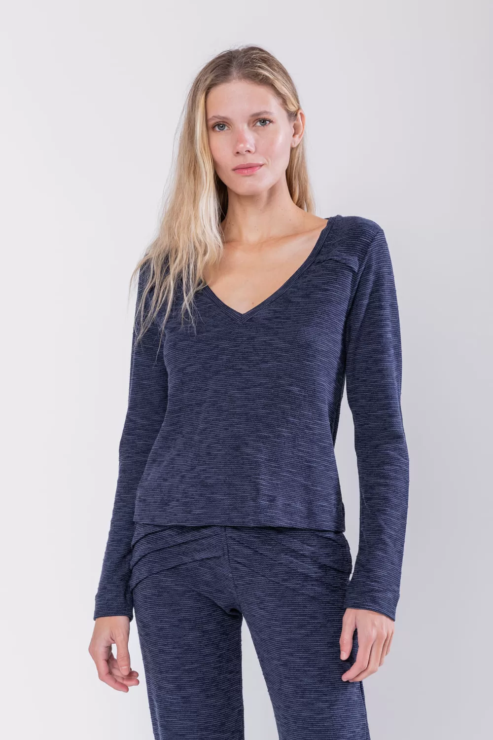 Hidrogênio - NAVY LONG SLEEVE SHOULDER PLEASTED BLOUSE - 19749004 Hidrogênio - NAVY LONG SLEEVE SHOULDER PLEASTED BLOUSE - 19749004
