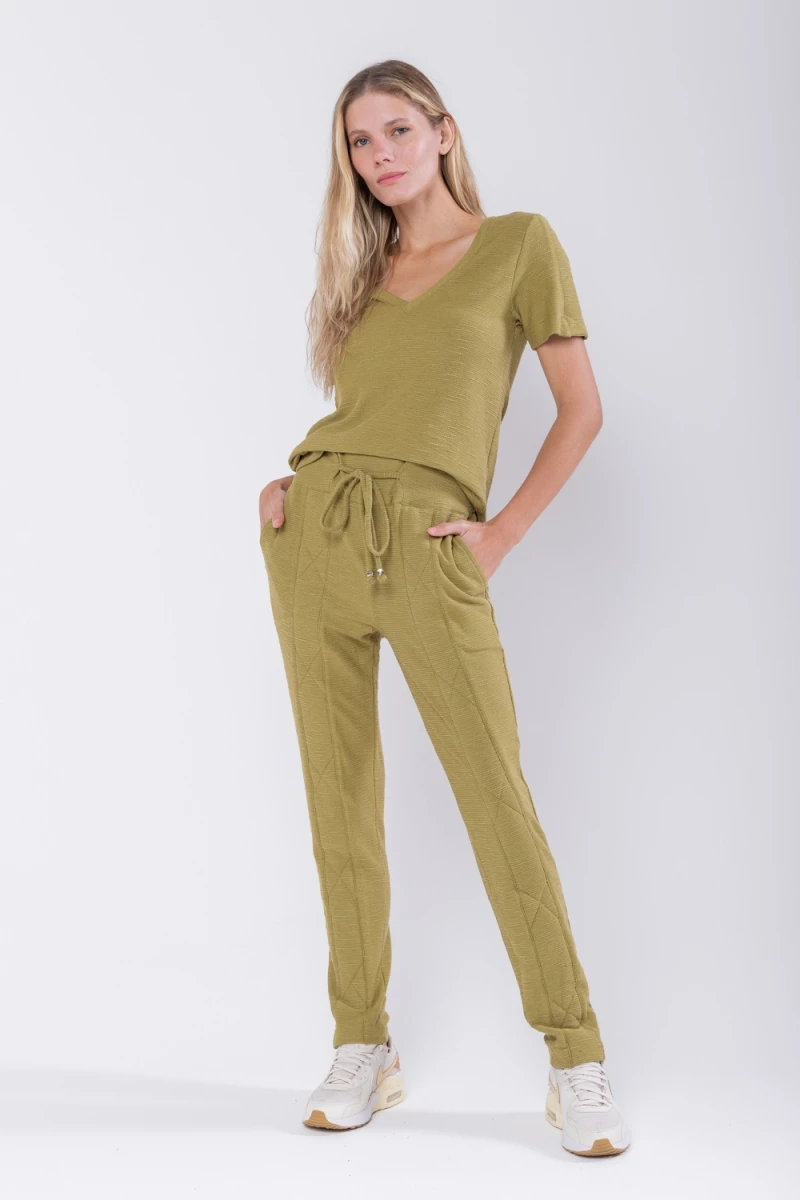 Hidrogênio - GREEN V-NECK BASIC BLOUSE - 19758009
