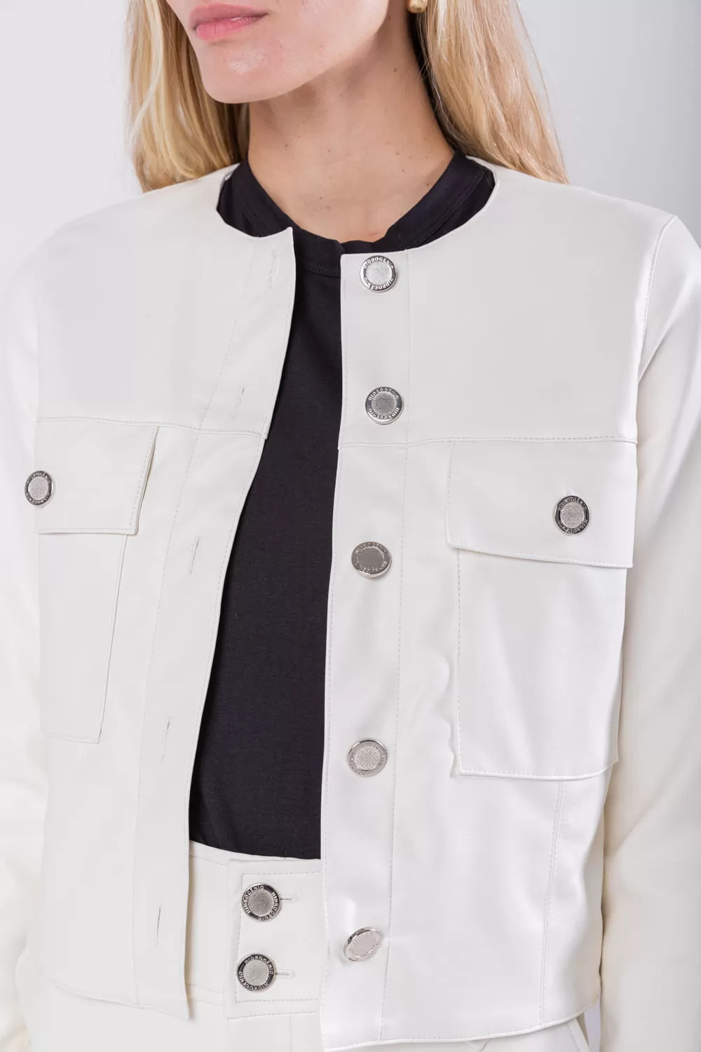 Hidrogênio - JACKET WITH BUTTONS AND POCKETS OFF WHITE LEATHER - 19745018 Hidrogênio - JACKET WITH BUTTONS AND POCKETS OFF WHITE LEATHER - 19745018