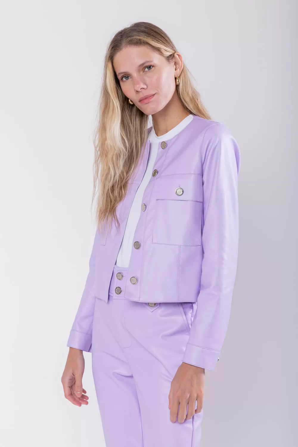 Hidrogênio - LEATHER JACKET WITH BUTTONS AND POCKETS - 19745027 Hidrogênio - LEATHER JACKET WITH BUTTONS AND POCKETS - 19745027