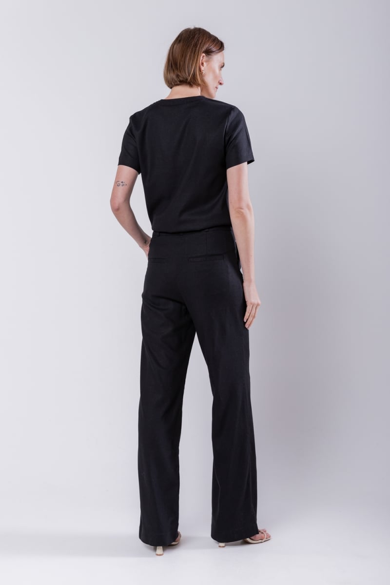 Hidrogênio - MARIA ANTONIA STRAIGHT LINEN PANTS BLACK - 19716001 Hidrogênio - MARIA ANTONIA STRAIGHT LINEN PANTS BLACK - 19716001