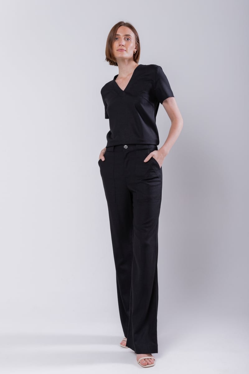 Hidrogênio - MARIA ANTONIA STRAIGHT LINEN PANTS BLACK - 19716001 Hidrogênio - MARIA ANTONIA STRAIGHT LINEN PANTS BLACK - 19716001