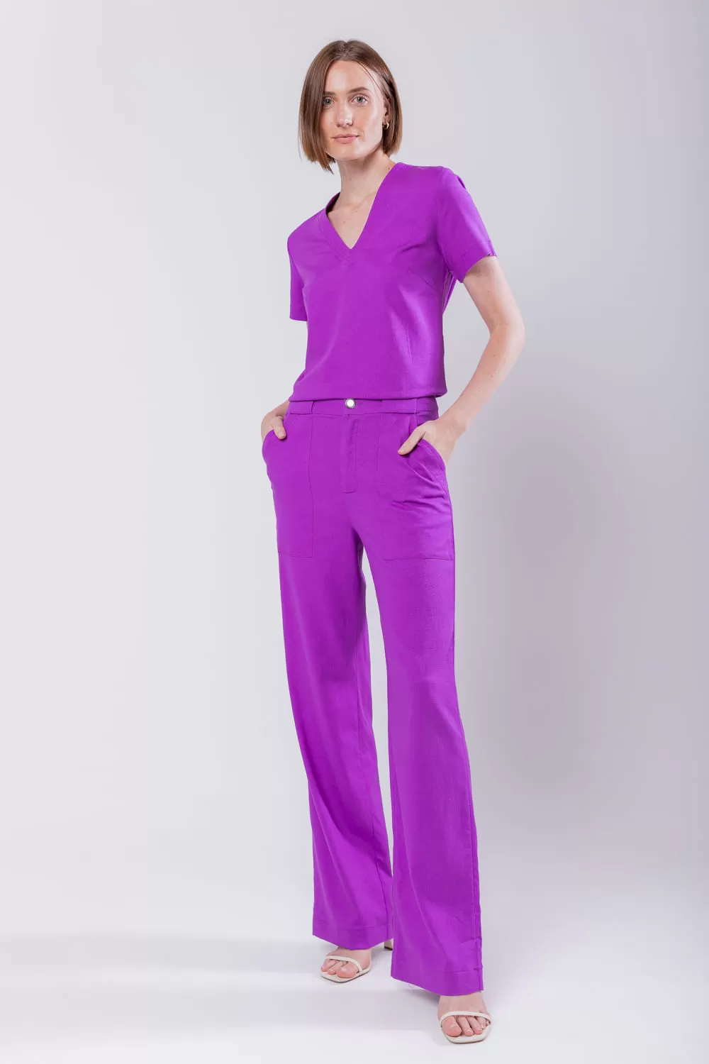 Hidrogênio - MARIA ANTONIA BEAUTYBERRY LINEN STRAIGHT PANTS - 19716501 Hidrogênio - MARIA ANTONIA BEAUTYBERRY LINEN STRAIGHT PANTS - 19716501