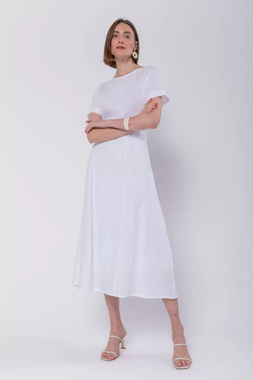 Hidrogênio - WHITE LINEN EVASE MIDI SKIRT - 19794002 Hidrogênio - WHITE LINEN EVASE MIDI SKIRT - 19794002