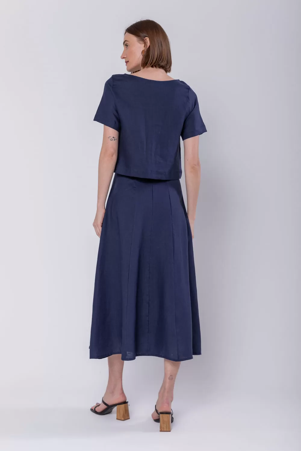 Hidrogênio - NAVY EVASE MIDI SKIRT - 19794004 Hidrogênio - NAVY EVASE MIDI SKIRT - 19794004