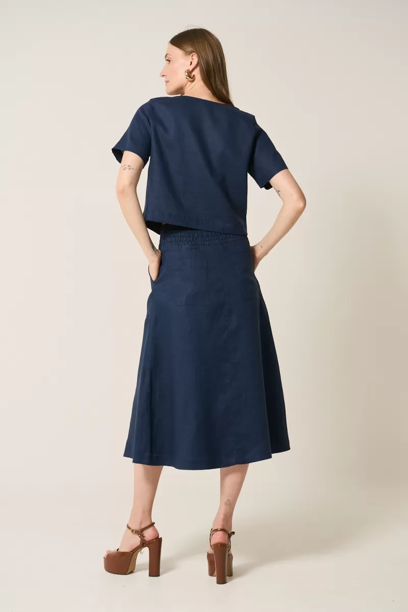 Hidrogênio - NAVY EVASE MIDI SKIRT - 19800004 Hidrogênio - NAVY EVASE MIDI SKIRT - 19800004