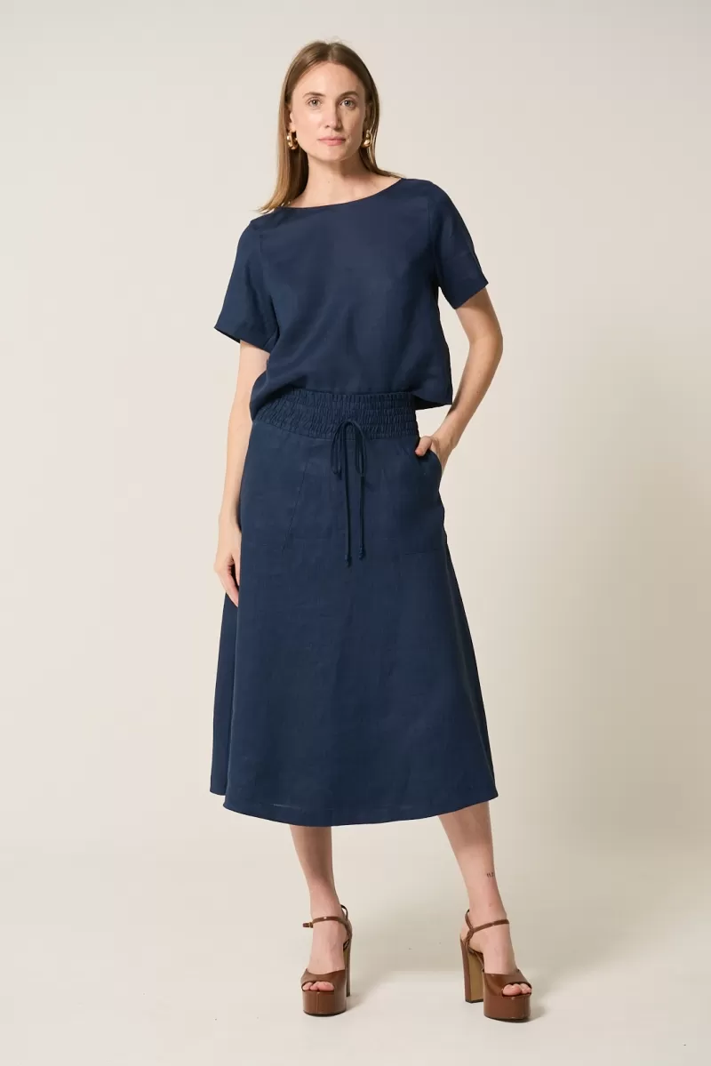 Hidrogênio - NAVY EVASE MIDI SKIRT - 19800004 Hidrogênio - NAVY EVASE MIDI SKIRT - 19800004