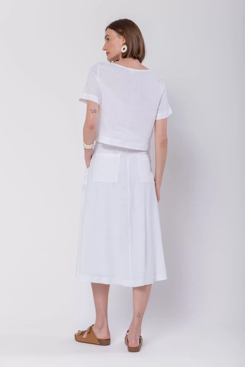 Hidrogênio - WHITE LINEN CROPPED BLOUSE - 19801002 Hidrogênio - WHITE LINEN CROPPED BLOUSE - 19801002