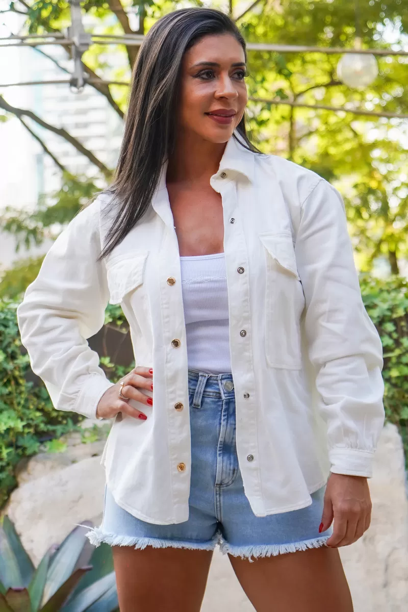LANÇA PERFUME EASY - WHITE Elongated Twill SHIRT - 502JA000729
