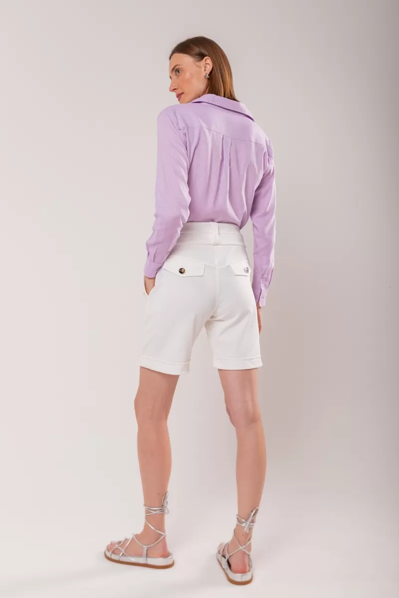 Hidrogênio - TAILORED BERMUDA WITH POCKET AND LAPEL OFF WHITE - 19592018 Hidrogênio - TAILORED BERMUDA WITH POCKET AND LAPEL OFF WHITE - 19592018