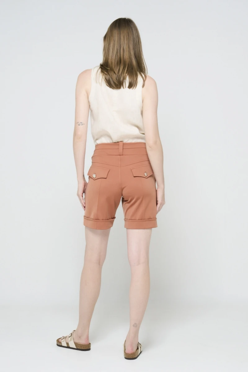 Hidrogênio - TAILORED BERMUDA WITH POCKET AND LAPEL TERRA - 19592332
