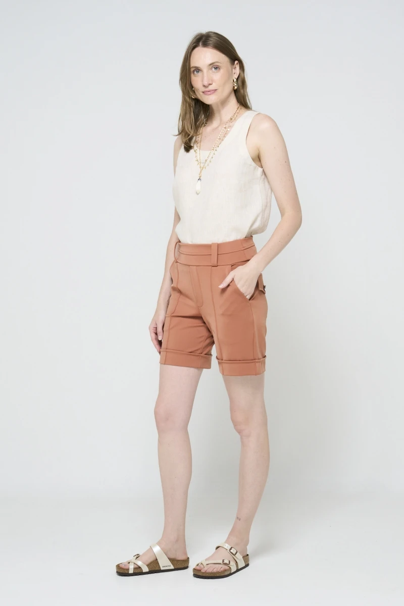 Hidrogênio - TAILORED BERMUDA WITH POCKET AND LAPEL TERRA - 19592332