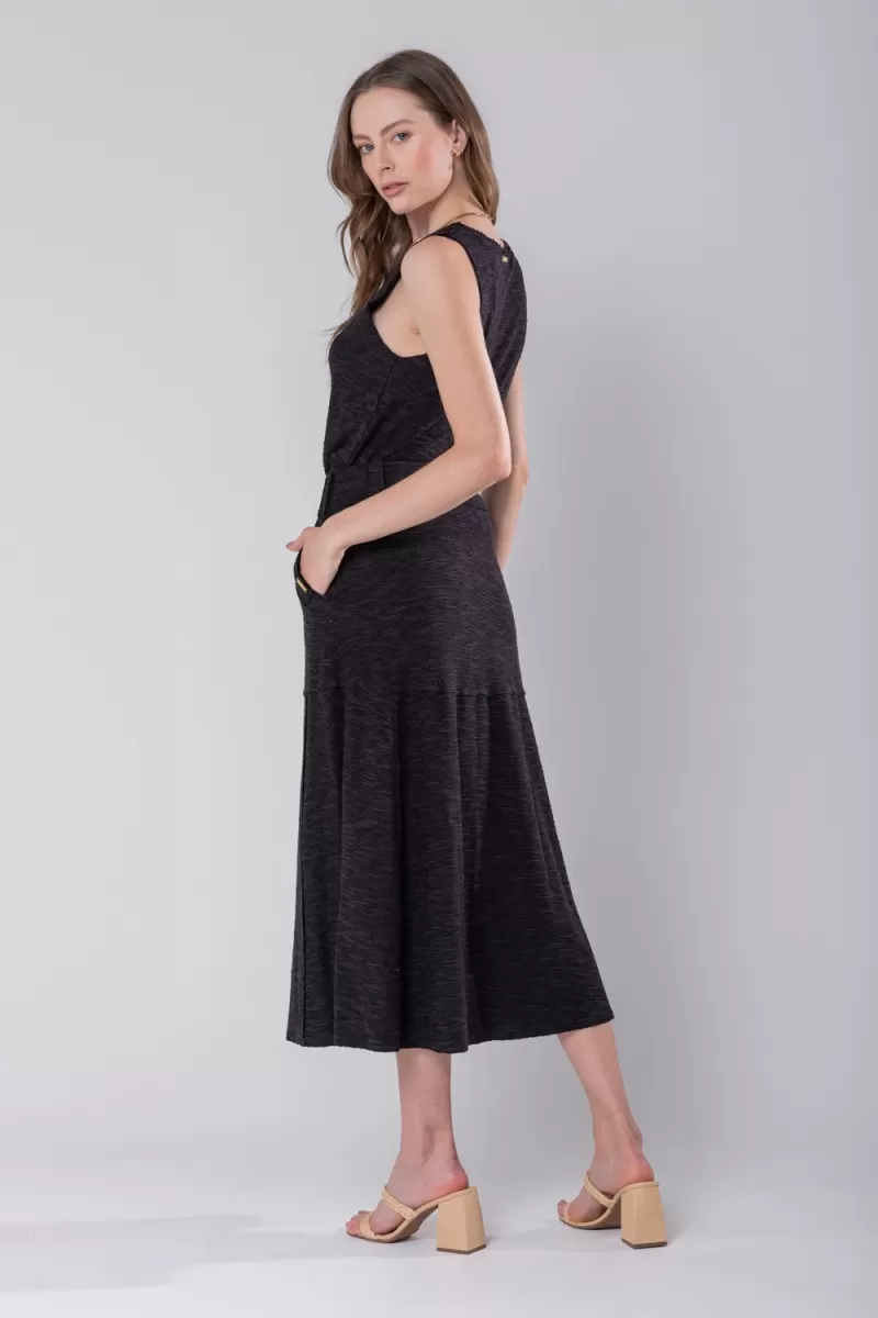 Hidrogênio - EVASE MIDI THREAD SKIRT BLACK - 19805001 Hidrogênio - EVASE MIDI THREAD SKIRT BLACK - 19805001