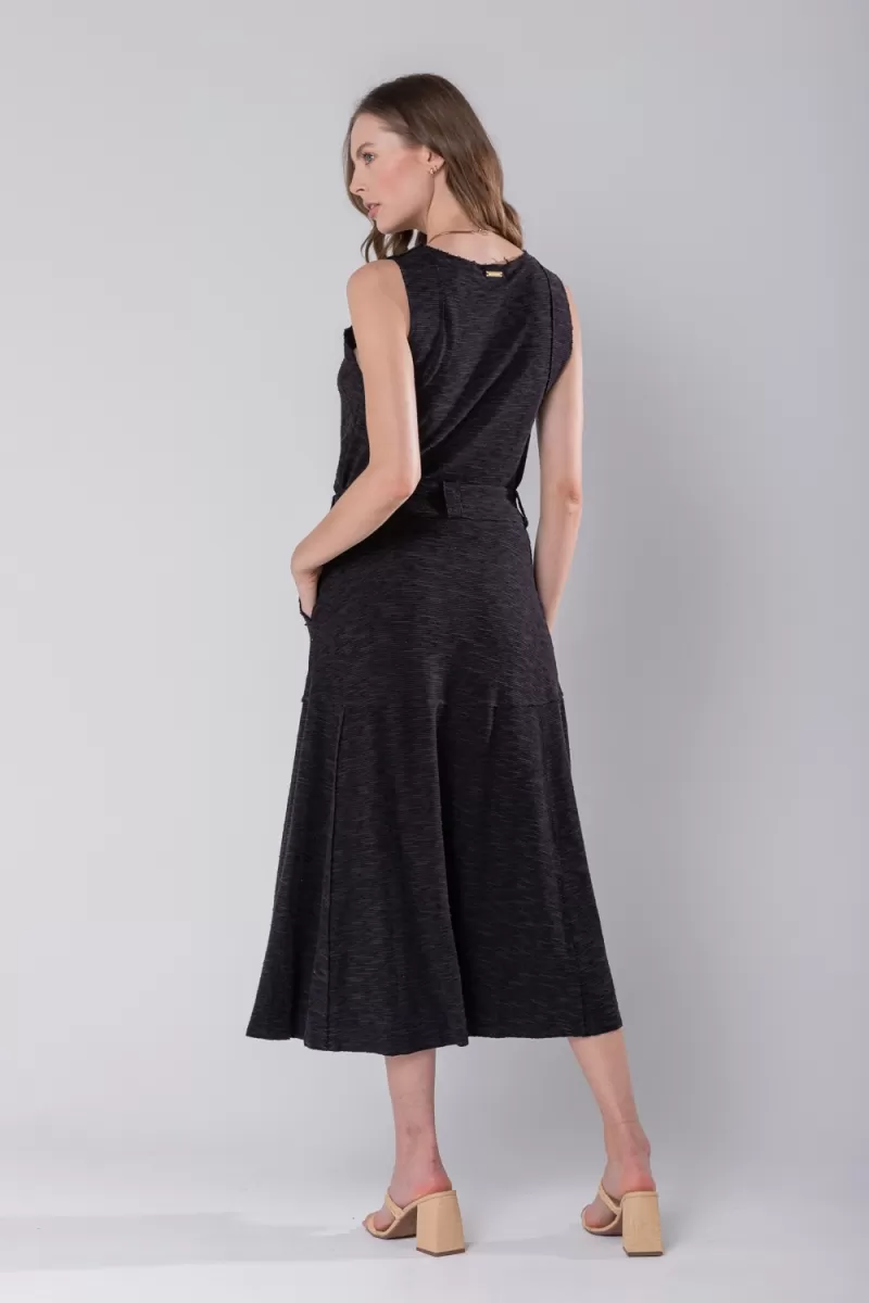 Hidrogênio - EVASE MIDI THREAD SKIRT BLACK - 19805001 Hidrogênio - EVASE MIDI THREAD SKIRT BLACK - 19805001