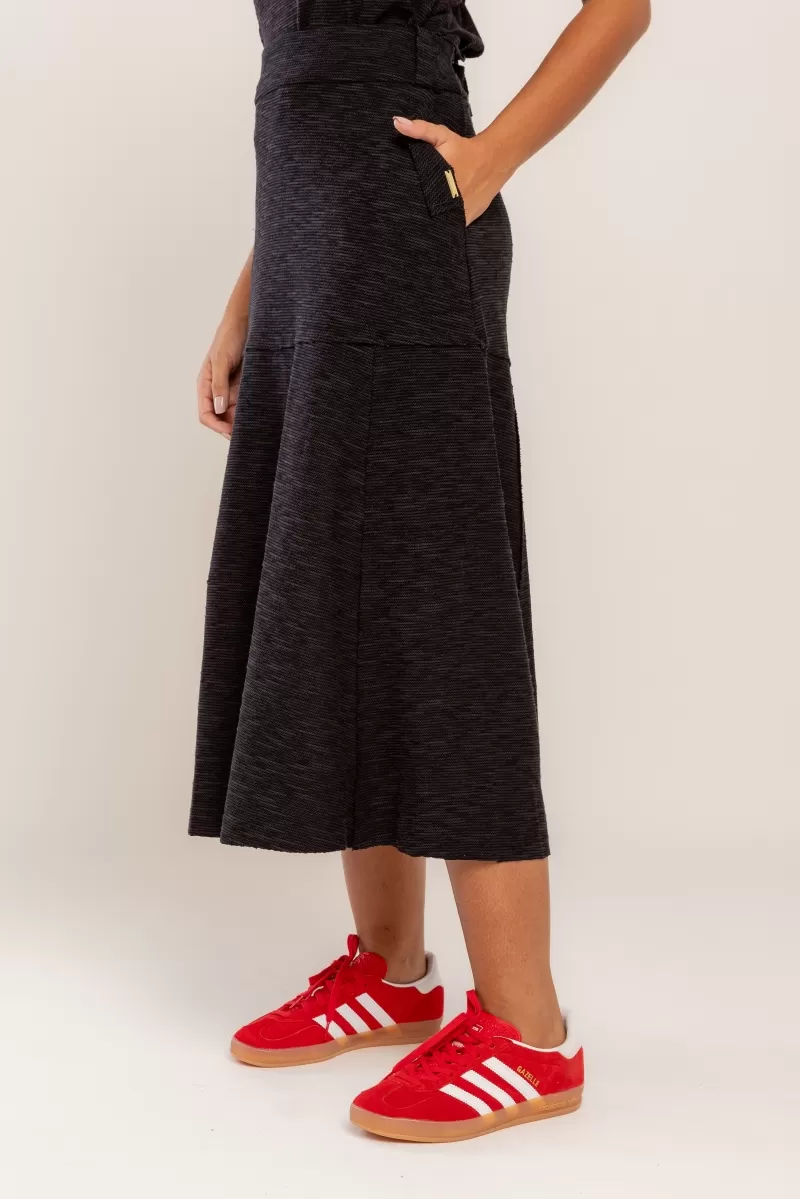 Hidrogênio - EVASE MIDI THREAD SKIRT BLACK - 19805001 Hidrogênio - EVASE MIDI THREAD SKIRT BLACK - 19805001