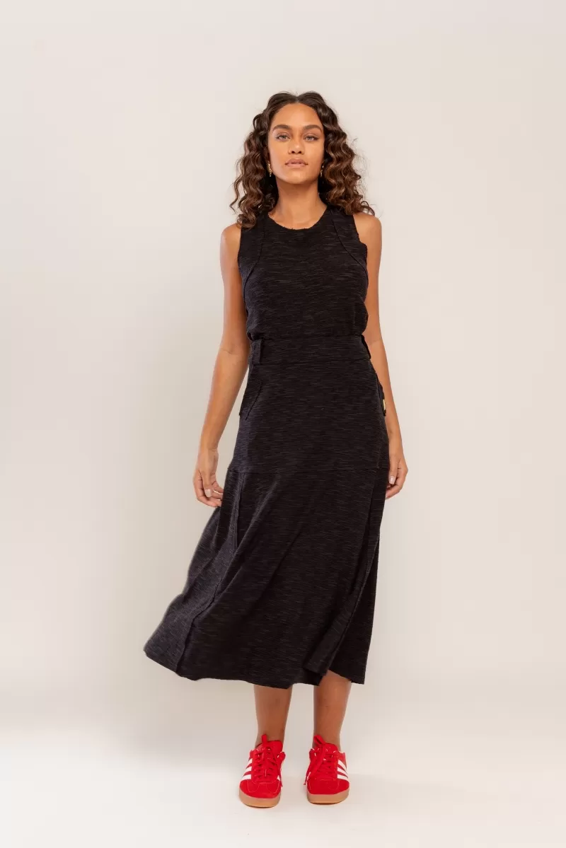 Hidrogênio - EVASE MIDI THREAD SKIRT BLACK - 19805001 Hidrogênio - EVASE MIDI THREAD SKIRT BLACK - 19805001