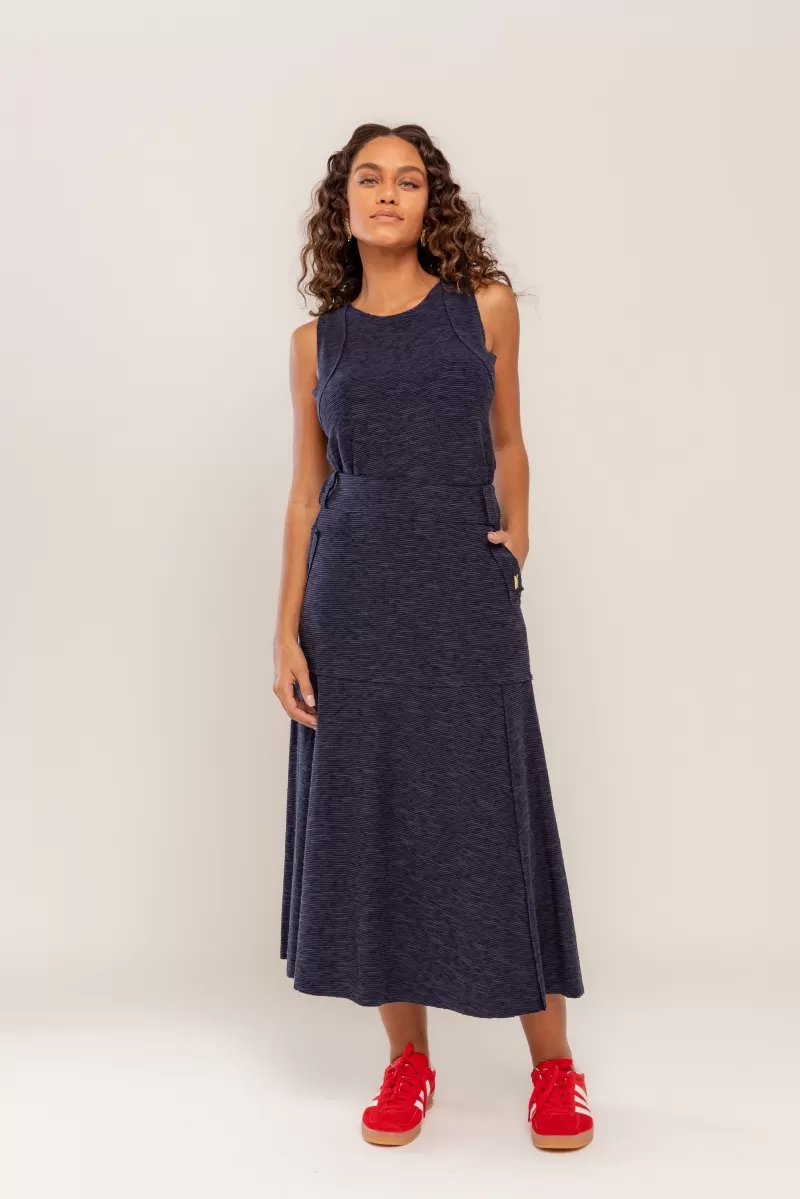 Hidrogênio - NAVY THREAD EVASE MIDI SKIRT - 19805004 Hidrogênio - NAVY THREAD EVASE MIDI SKIRT - 19805004