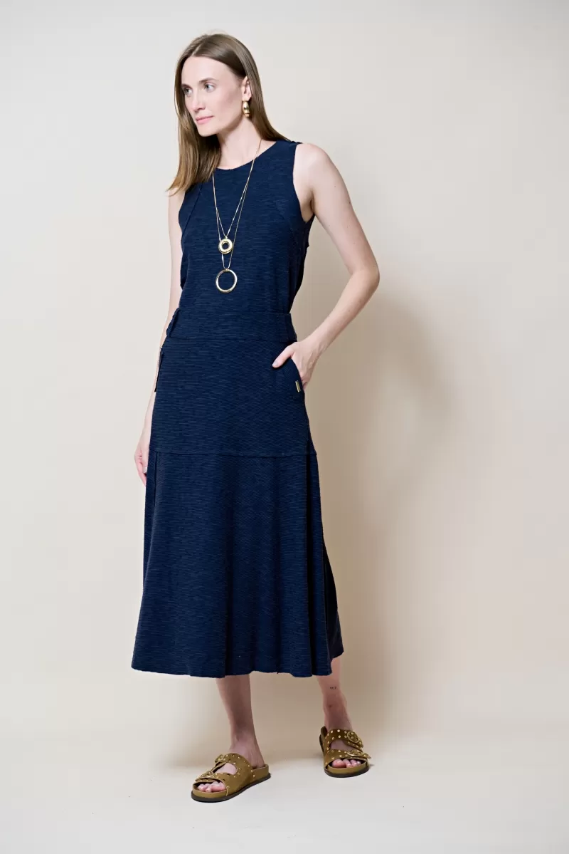 Hidrogênio - NAVY THREAD EVASE MIDI SKIRT - 19805004 Hidrogênio - NAVY THREAD EVASE MIDI SKIRT - 19805004