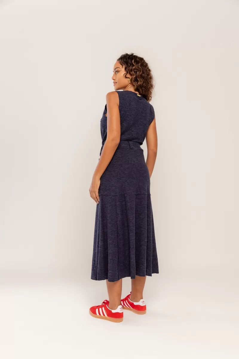 Hidrogênio - NAVY THREAD EVASE MIDI SKIRT - 19805004 Hidrogênio - NAVY THREAD EVASE MIDI SKIRT - 19805004