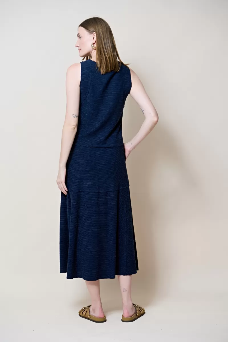 Hidrogênio - NAVY THREAD EVASE MIDI SKIRT - 19805004 Hidrogênio - NAVY THREAD EVASE MIDI SKIRT - 19805004