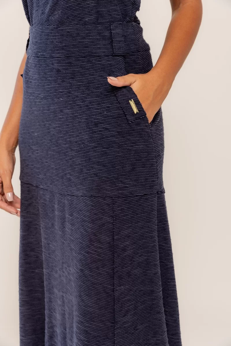 Hidrogênio - NAVY THREAD EVASE MIDI SKIRT - 19805004 Hidrogênio - NAVY THREAD EVASE MIDI SKIRT - 19805004