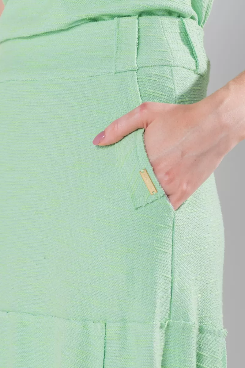Hidrogênio - EVASE MIDI THREAD SKIRT GREEN - 19805 Hidrogênio - EVASE MIDI THREAD SKIRT GREEN - 19805