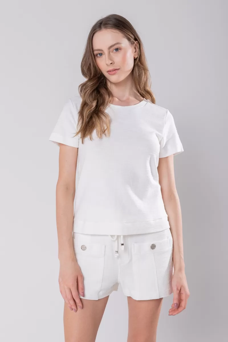 Hidrogênio - OFF WHITE ROUND NECK BLOUSE - 19813 Hidrogênio - OFF WHITE ROUND NECK BLOUSE - 19813