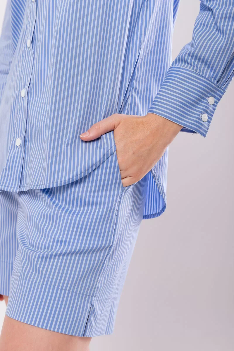 Hidrogênio - BLUE STRIPED BERMUDA WITH OFF WHITE - 19826 Hidrogênio - BLUE STRIPED BERMUDA WITH OFF WHITE - 19826